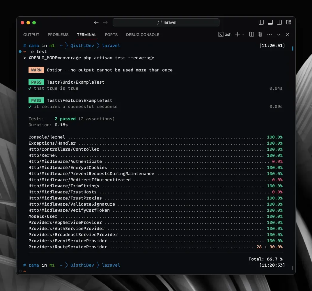 Laravel fresh installation: choosing DBMS